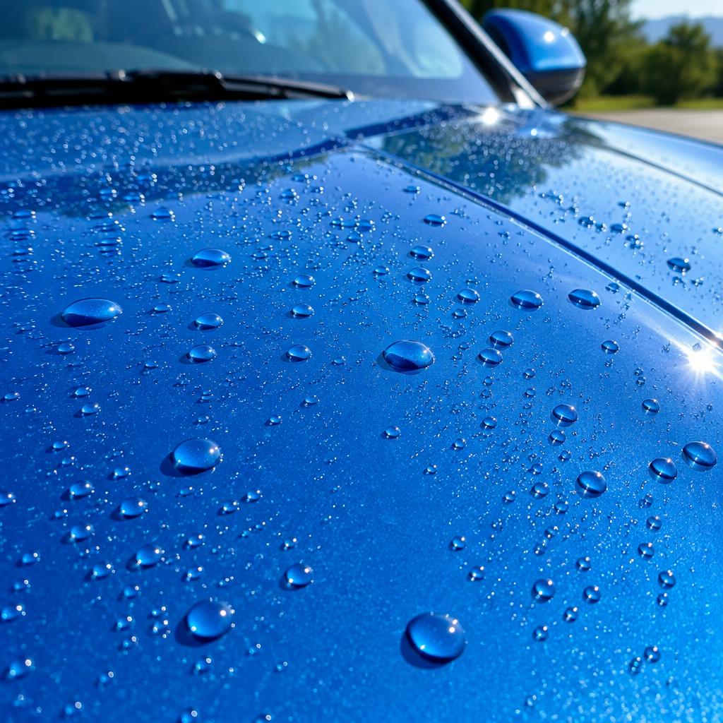 Illustrative photo of water beading on protected paint
